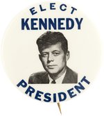 "ELECT KENNEDY PRESIDENT" 1960 CAMPAIGN BLACK PORTRAIT BUTTON HAKE #21.