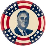 ROOSEVELT BOLD & PATRIOTIC 3.5" PORTRAIT BUTTON UNLISTED IN HAKE.