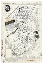 ACTION COMICS #568 COMIC BOOK COVER ORIGINAL ART BY HOWARD BENDER.