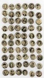 AMERICAN & EUROPEAN MOVIE STARS & DIRECTORS 60 TIN PIN-BACKS C. 1954 FROM WOW GUM, ENGLAND.