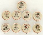 THE ATLANTA GEORGIAN NEWSPAPER NINE "LUCKY NUMBER" 1930s COMIC CHARACTER BUTTONS.