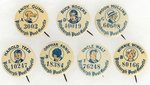 PITTSBURGH POST GAZETTE SEVEN COMIC CHARACTER 1930s BUTTONS AND APPARENT SET.