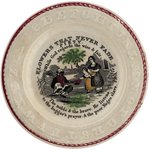 FLOWERS THAT NEVER FADE ANTI-SLAVERY HAND PAINTED CHILDREN'S PLATE.