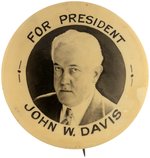 "FOR PRESIDENT JOHN W. DAVIS" RARE REAL PHOTO BUTTON HAKE #2007.