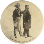 ROOSEVELT & UNCLE SAM SCARCE REAL PHOTO BUTTON.