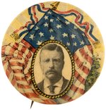 ROOSEVELT LARGE 1.75" AMERICAN FLAG PORTRAIT BUTTON UNLISTED IN HAKE.