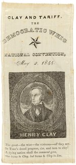 HENRY CLAY "DEMOCRATIC WHIG NATIONAL CONVENTION" 1844 PORTRAIT RIBBON.