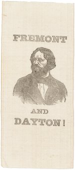 "FREMONT AND DAYTON!" SILK 1856 PORTRAIT RIBBON.