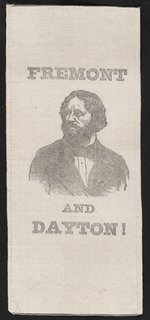 "FREMONT AND DAYTON!" SILK 1856 PORTRAIT RIBBON.