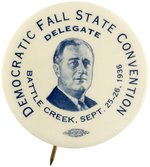 ROOSEVELT DEMOCRATIC FALL STATE CONVENTION 1936 PORTRAIT BUTTON.