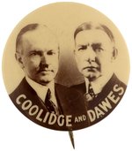 COOLIDGE AND DAWES 1924 REAL PHOTO 1.25" JUGATE BUTTON HAKE #2.