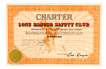 "LONE RANGER SAFETY CLUB" 1948 LETTER WITH CLUB CHARTER AND ENVELOPE.