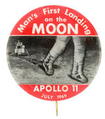 "APOLLO 11" FOOTPRINTS ON THE MOON BUTTON DESIGN FROM THE POTTER COLLECTION.