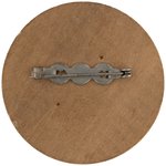 MAN OF THE HOUR GEN. MacARTHUR WOODEN PIN-BACK PORTRAIT BADGE.