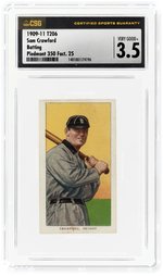 1909-11 T206 SAM CRAWFORD (HOF) BATTING PIEDMONT 350 FACT.25 CSG 3.5 VG+.