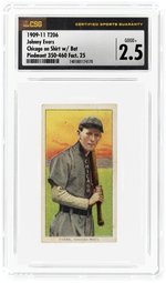 1909-11 T206 JOHNNY EVERS (HOF) CHICAGO ON SHIRT W/BAT PIEDMONT 350-460 FACT. 25 CSG 2.5 GOOD+.