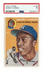 1954 TOPPS #128 HANK AARON (HOF) ROOKIE CARD PSA 1 POOR.