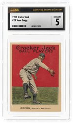 1915 CRACKER JACK #29 VEAN GREGG CSG 5 EX.