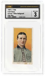 1909-11 T206 FRANK CHANCE (HOF) PORTRAIT/YELLOW BACKGROUND POLAR BEAR CSG 3 VG.