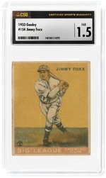 1933 GOUDEY #154 JIMMY FOXX (HOF) CSG 1.5 FAIR.