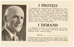 "I PROTEST THE IMPRISONMENT OF EUGENE V. DEBS" 1920 SOCIALIST POSTCARD.