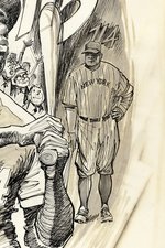 HANK AARON (HOF) "715" HOMERUN RECORD CARTOON ORIGINAL ART BY BIL CANFIELD.