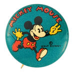 "MICKEY MOUSE" GORGEOUS COLOR 1930s LITHO BUTTON.