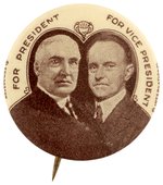 HARDING & COOLIDGE RARE 1920 JUGATE BUTTON HAKE #4.