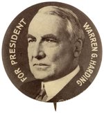 "FOR PRESIDENT WARREN G. HARDING" 1920 PORTRAIT BUTTON HAKE #31.