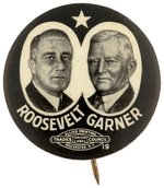 ROOSEVELT & GARNER 1932 STAR ACCENT JUGATE BUTTON HAKE #7.