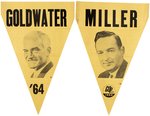 GOLDWATER & MILLER PAIR OF SCARCE 1964 PORTRAIT PENNANT BANNERS.