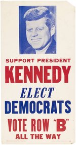 KENNEDY "ELECT DEMOCRATS VOTE ROW B" BUFFALO, NY CARDBOARD POSTER.