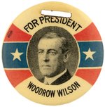 "FOR PRESIDENT WOODROW WILSON" 1912 FLANKING STARS CELLO WATCH FOB.
