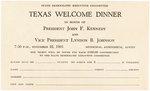 KENNEDY TEXAS WELCOME DINNER PRESS KIT, PROGRAM & TICKET CARD.