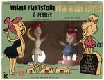 THE FLINTSTONES (WILMA AND PEBBLES) KOHNER PUSH BUTTON PUPPETS IN BOX.