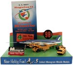 MONOGRAM REGULUS II MISSILE STORE DISPLAY, GAM-63 RASCAL MISSILE MODEL KIT, SALES SHEETS AND 1959 CATALOG.