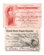 SENATE & HOUSE 1909 GALLERY PASSES SIGNED BY PENNSYLVANIA POLITICIANS.