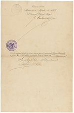 PORFIRIO DIAZ PRESIDENT OF MEXICO 1908 SIGNED MILLITARTY APPOINTMENT DOCUMENT.