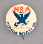 RARE BUTTON MAKER'S "NRA" BUTTON.