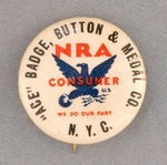 RARE BUTTON MAKER'S "NRA" BUTTON.