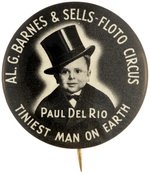 PAUL DEL RIO BUTTON AND "FREAKS" MOVIE STAR JOHNNY ECK RPPC/PITCH CARD.