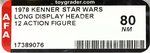 STAR WARS (1978) - 12 ACTION FIGURES LONG DISPLAY HEADER AFA 80 NM.