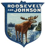 ROOSEVELT AND JOHNSON 1912 BULL MOOSE DIE-CUT CELLO BADGE HAKE #242.