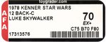 STAR WARS (1978) - LUKE SKYWALKER 12 BACK-C AFA 70 EX+.