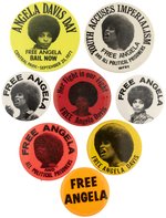 ANGELA DAVIS COLLECTION OF EIGHT CIVIL RIGHTS BUTTONS.