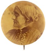 SUSAN B. ANTHONY WOMAN'S SUFFRAGE REAL PHOTO PORTRAIT BUTTON.