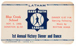 "BABE RUTH LEAGUE" BUTTON AND RARE CARD.