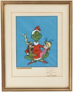 HOW THE GRINCH STOLE CHRISTMAS FRAMED ANIMATION CEL DISPLAY SIGNED BY DR. SEUSS & CHUCK JONES.