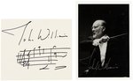 STAR WARS COMPOSER JOHN WILLIAMS SIGNED PHOTO & CLOSE ENCOUNTERS OF THE THIRD KIND MUSICAL SCORE.