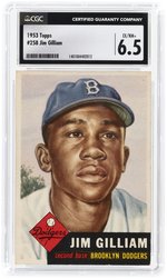 1953 TOPPS #258 JIM GILLIAM SHORT PRINT CGC 6.5 EX/NM+.